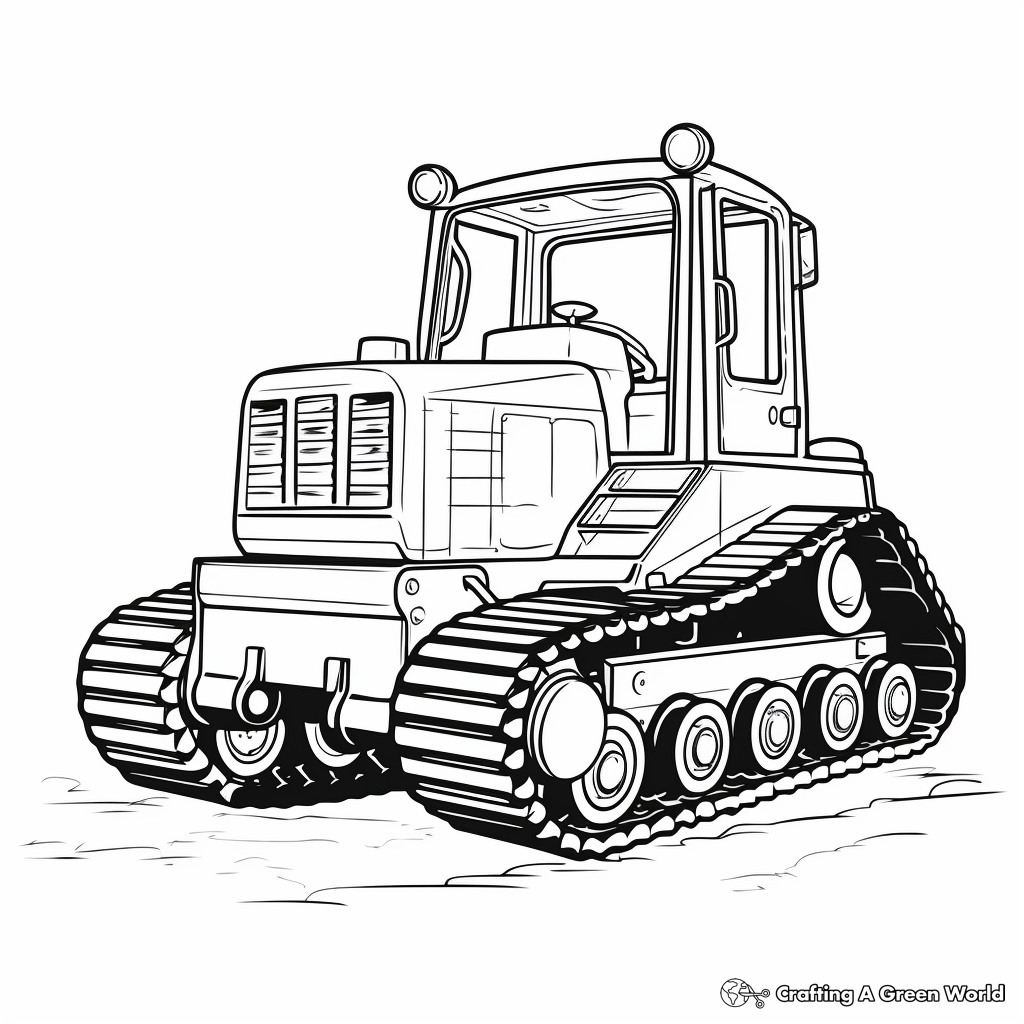 Black and White Classic Bulldozer Coloring Sheets 3