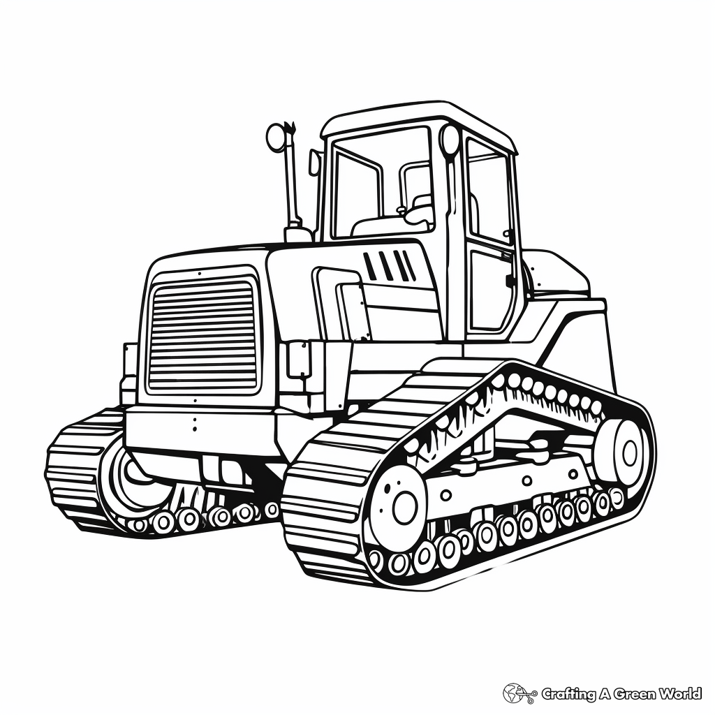 Black and White Classic Bulldozer Coloring Sheets 4