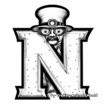 Black and White Plain Letter N Coloring Pages 1