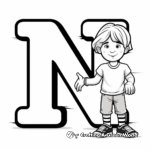 Black and White Plain Letter N Coloring Pages 2