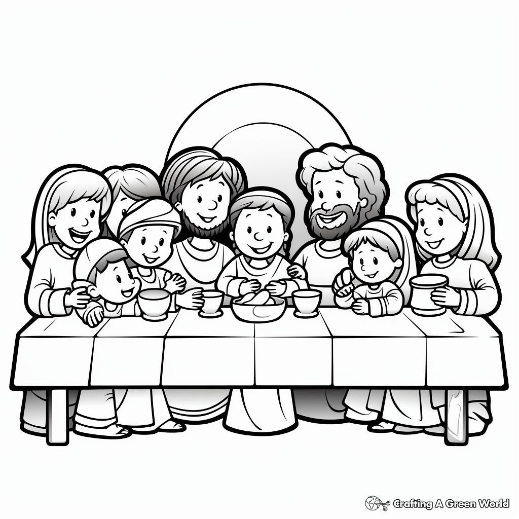 Black and White Simple Last Supper Coloring Pages for Children 2