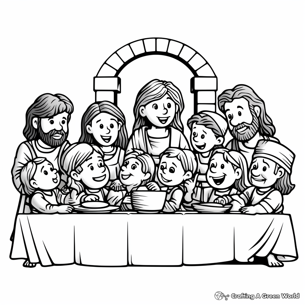 Black and White Simple Last Supper Coloring Pages for Children 3