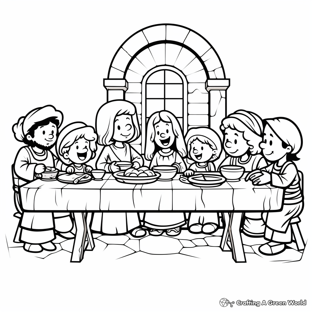 Black and White Simple Last Supper Coloring Pages for Children 4