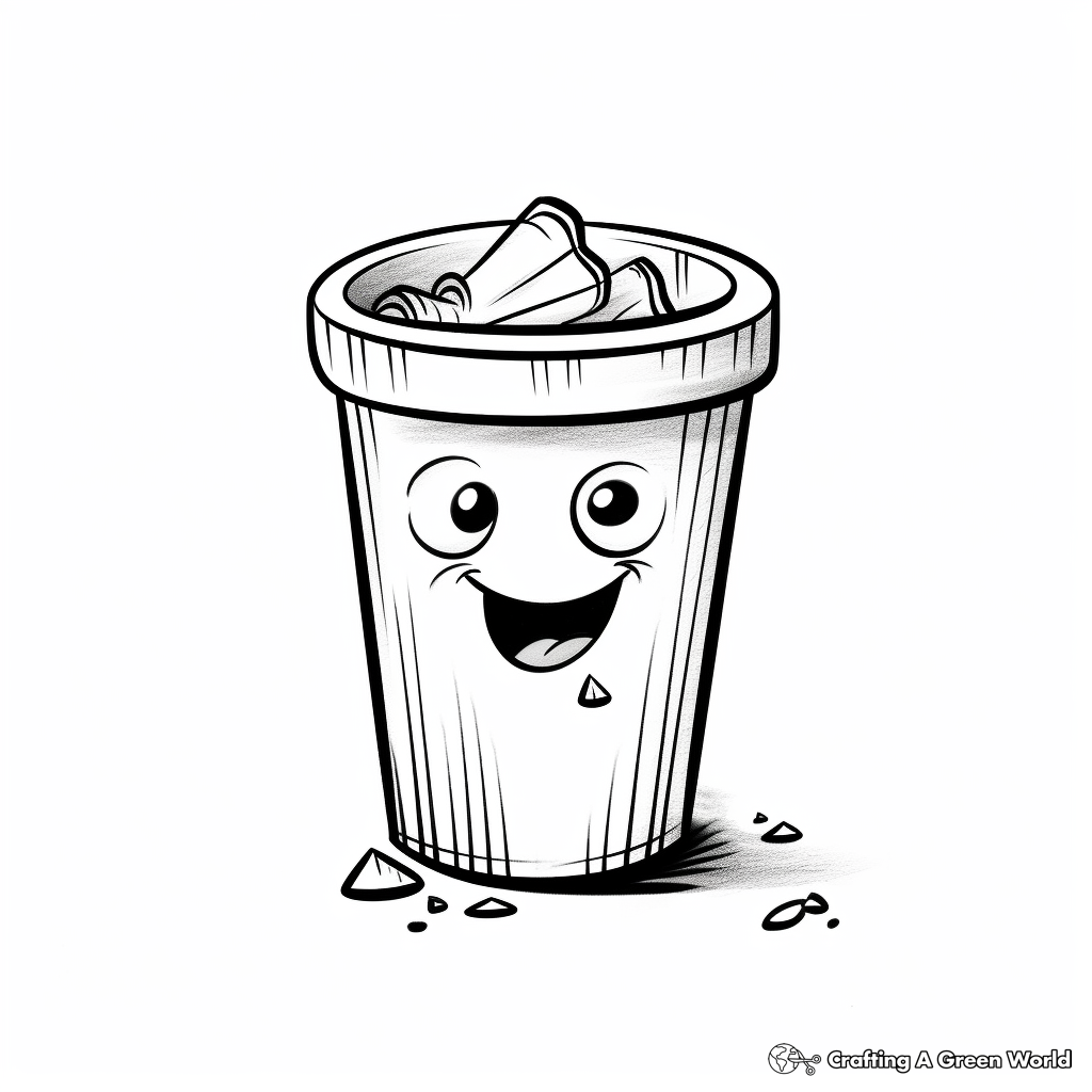 Black and White Trash Can Coloring Pages 3