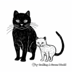 Black and White Vintage Cat and Mouse Art Coloring Pages 3