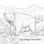 Black Bear and Rainbow Trout Scene Coloring Pages 1