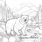 Black Bear and Rainbow Trout Scene Coloring Pages 2