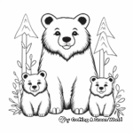 Black Bear Family Coloring Pages: Mama and Cubs 4