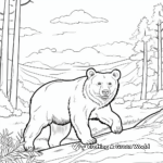 Black Bear in Wild Forest Scenery Coloring Pages 1