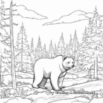 Black Bear in Wild Forest Scenery Coloring Pages 2
