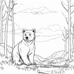 Black Bear in Wild Forest Scenery Coloring Pages 3
