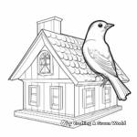 Black Capped Chickadee in a Birdhouse Coloring Pages 1
