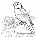 Black Capped Chickadee on a Sunflower Coloring Pages 2