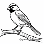Black Capped Chickadee perched on a Branch Coloring Pages 2
