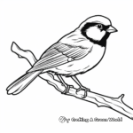 Black Capped Chickadee perched on a Branch Coloring Pages 4