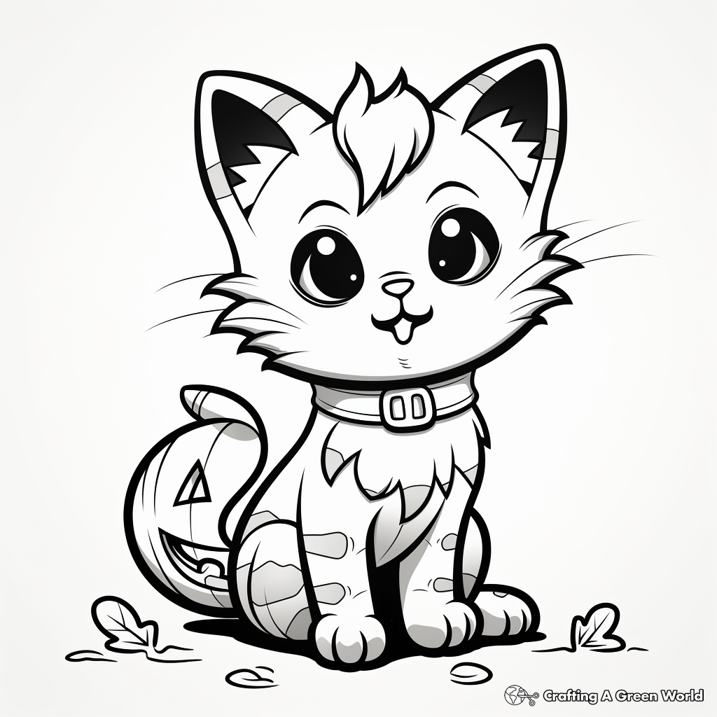Black Cat and Jack o Lantern Coloring Pages 1