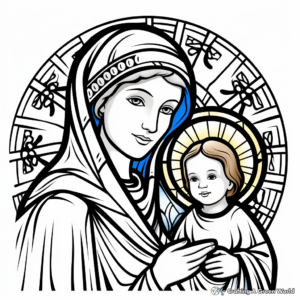 Blessed Virgin Mary and Baby Jesus Coloring Pages 1