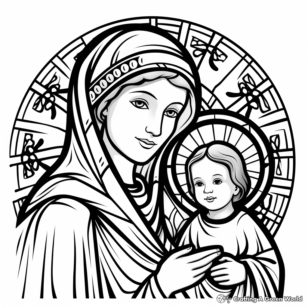 Blessed Virgin Mary and Baby Jesus Coloring Pages 1