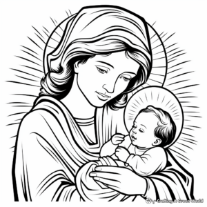 Blessed Virgin Mary and Baby Jesus Coloring Pages 2