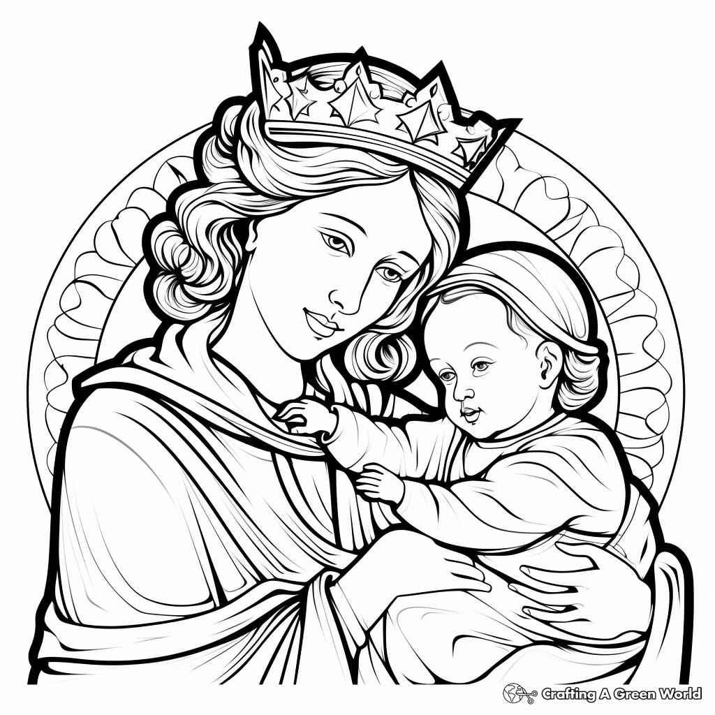 Blessed Virgin Mary and Baby Jesus Coloring Pages 3