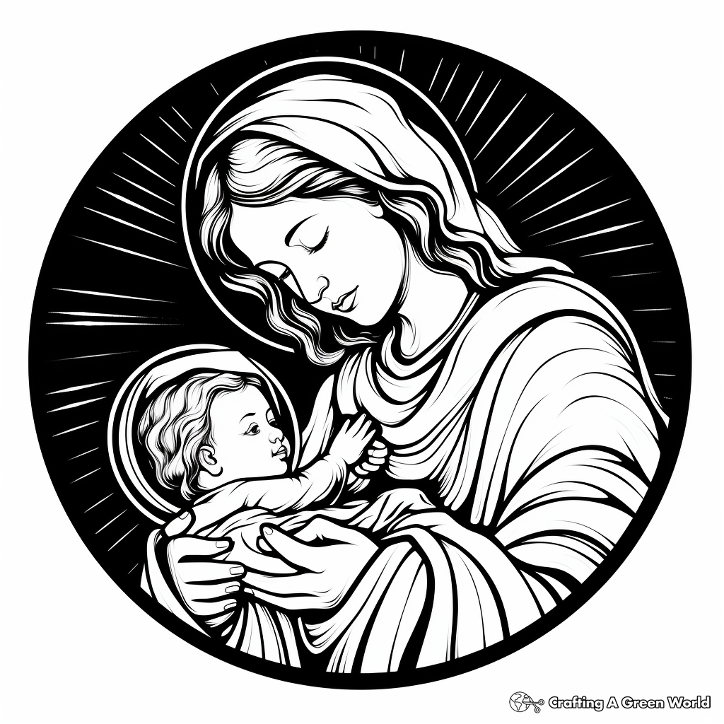 Blessed Virgin Mary and Baby Jesus Coloring Pages 4