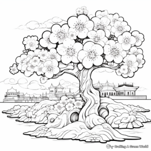 Blooming Cherry Blossom Spring Coloring Pages 2