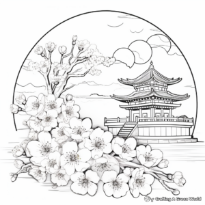 Blooming Cherry Blossoms for Chinese New Year Coloring Pages 3