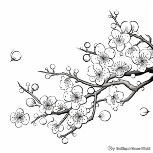 Blooming Cherry Blossoms for Chinese New Year Coloring Pages 4