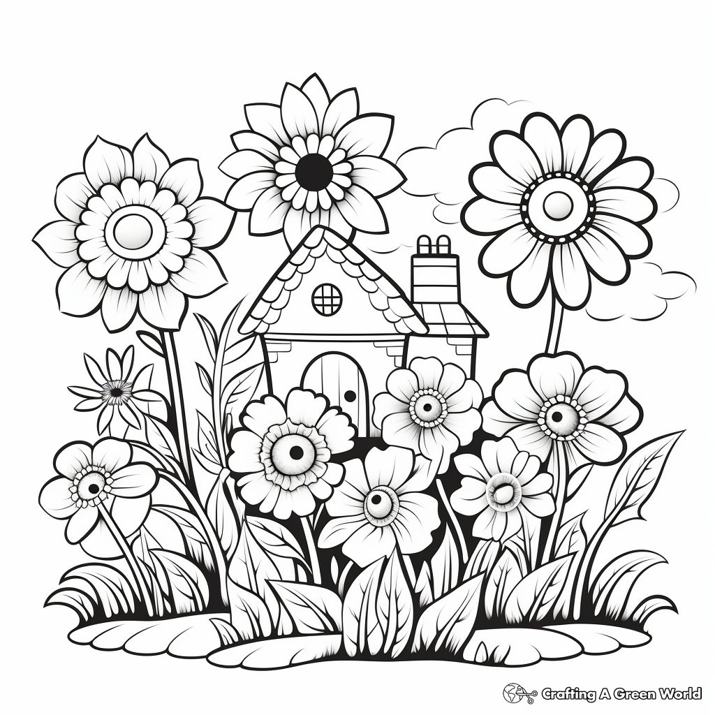 Blooming Flower Garden Coloring Pages 3