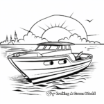 Boat Scene with Sunset Coloring Pages 1