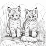 Bobcat Cubs in Nature Coloring Sheets for Kids 1
