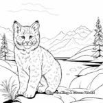 Bobcat in Winter Landscape Coloring Pages 1