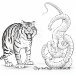 Bobcat vs Snake: Action Coloring Pages 1