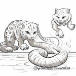 Bobcat vs Snake: Action Coloring Pages 3
