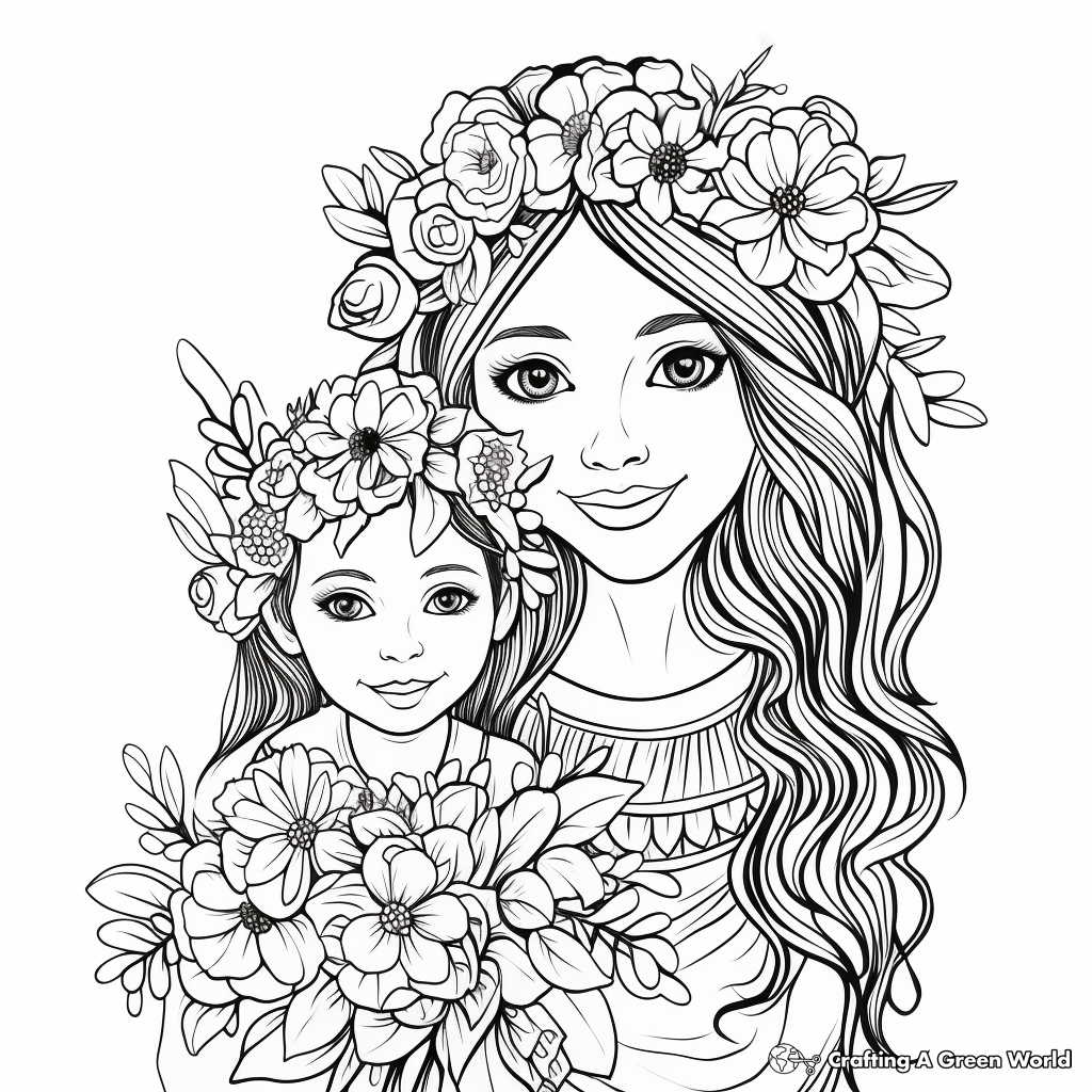 Boho-Chic Bride Coloring Pages 1