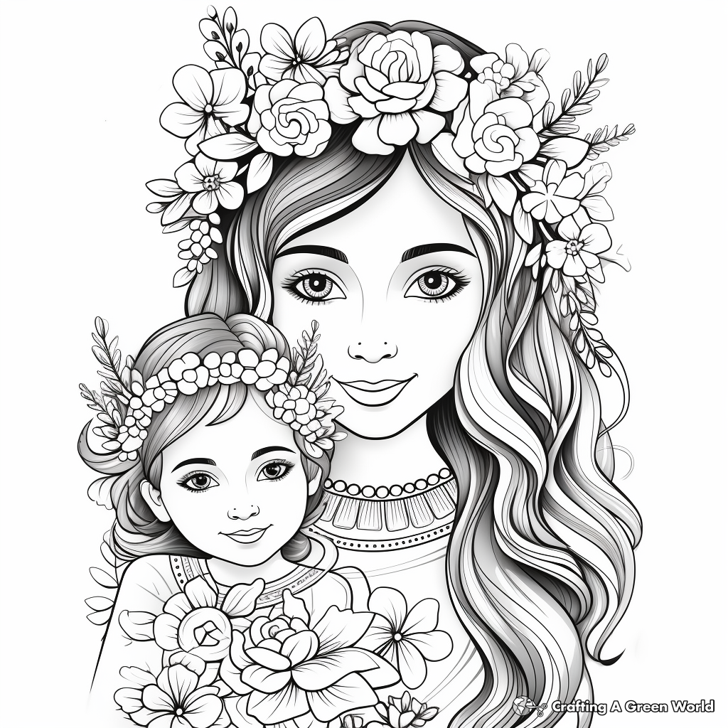 Boho-Chic Bride Coloring Pages 2