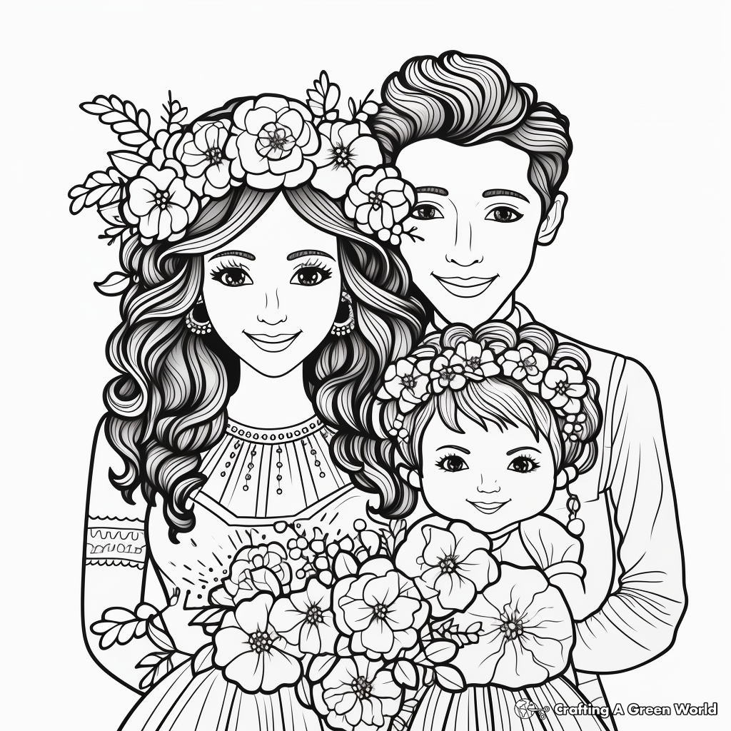 Boho-Chic Bride Coloring Pages 4