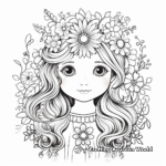 Boho Rainbow with Floral Accents Coloring Pages 2