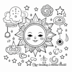 Boho Rainbow with Stars and Moons Coloring Pages 2