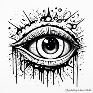 Bold Graffiti Style Evil Eye Coloring Pages 1