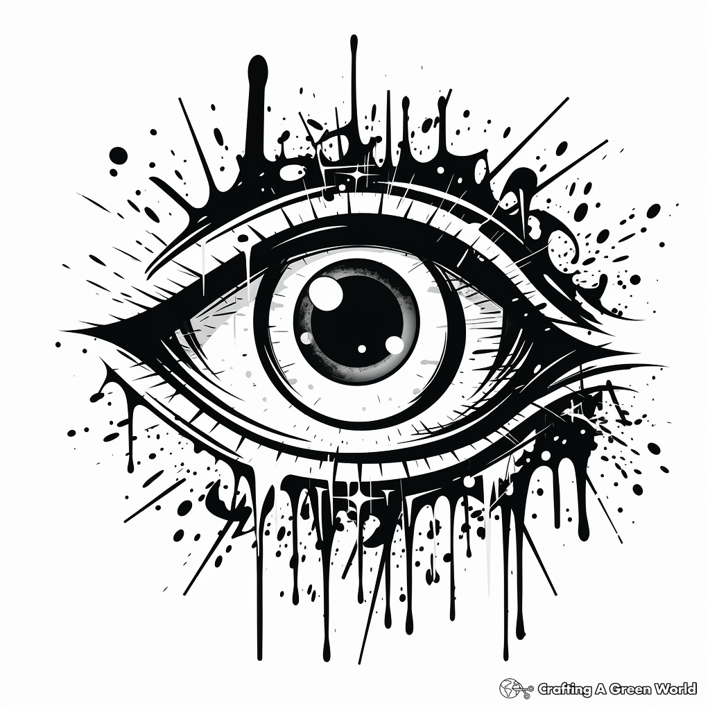 Bold Graffiti Style Evil Eye Coloring Pages 2