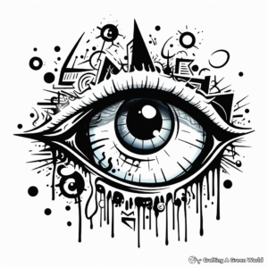 Bold Graffiti Style Evil Eye Coloring Pages 3