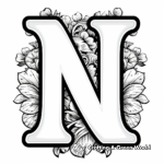 Bold Letter N with Nautical Theme Coloring Pages 1