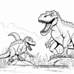 Bold Spinosaurus Challenging T-Rex Coloring Pages 1