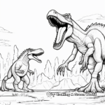 Bold Spinosaurus Challenging T-Rex Coloring Pages 2