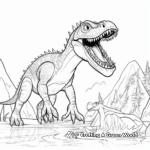 Bold Spinosaurus Challenging T-Rex Coloring Pages 3