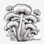 Botanical-Style Organic Mushroom Coloring Pages 4