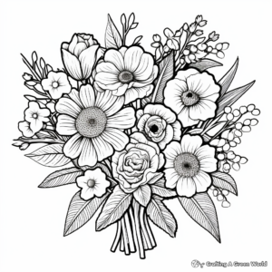 Bouquet of Mixed Summer Flowers Coloring Pages 1