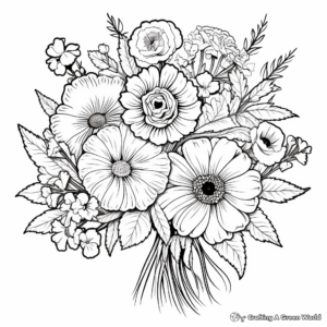 Bouquet of Mixed Summer Flowers Coloring Pages 3