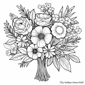 Bouquet of Mixed Summer Flowers Coloring Pages 4